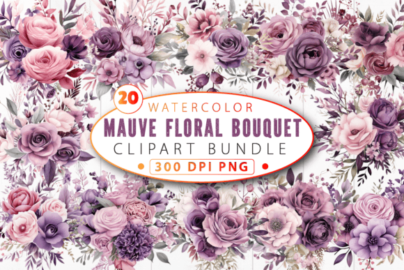 Download Mauve Floral Bouquet Clipart Bundle - Clipart Collection
