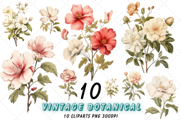 Download Vintage Botanical Flowers Clipart Set - Clipart Collection